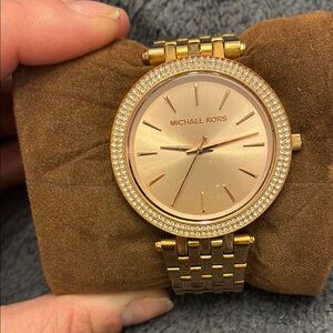 Michael Kors Rose Gold Watch with Crystal Bezel